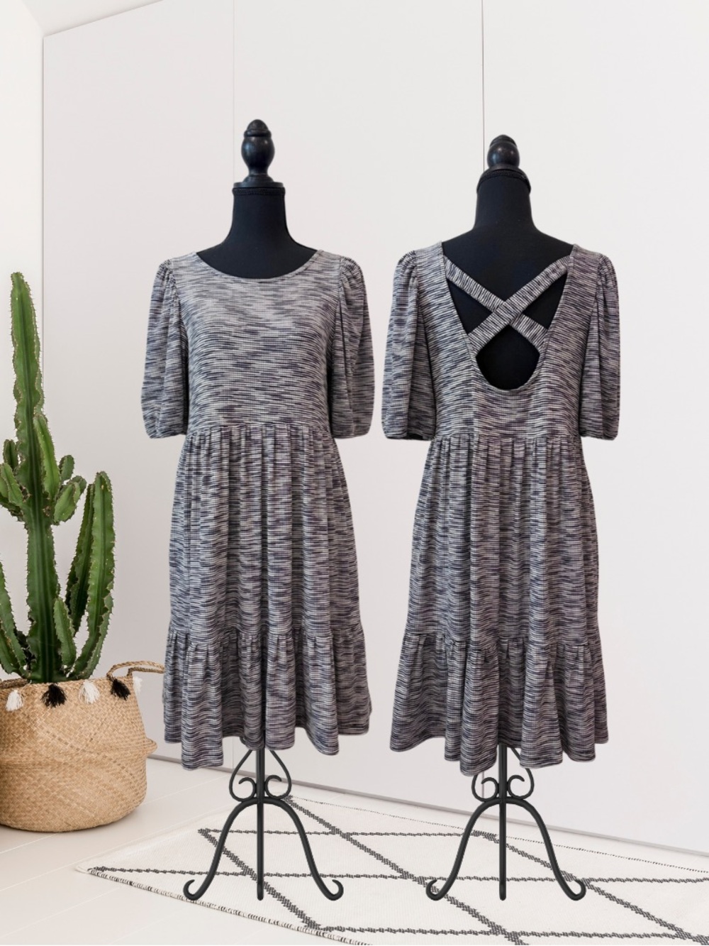 Daily Practice Anthropologie Criss Cross Open Back Flounce Dress